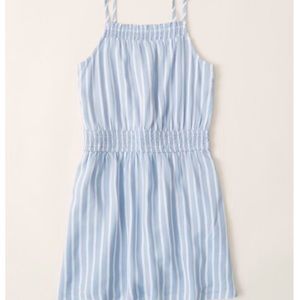 Abercrombie Kids Light Blue Striped Sleeveless Smocked Waist Dress 13/14